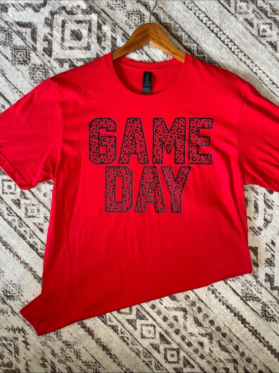 Gildan Tops - Gildan Red 'GAME DAY' Graphic Tee with Black Patterned Lettering